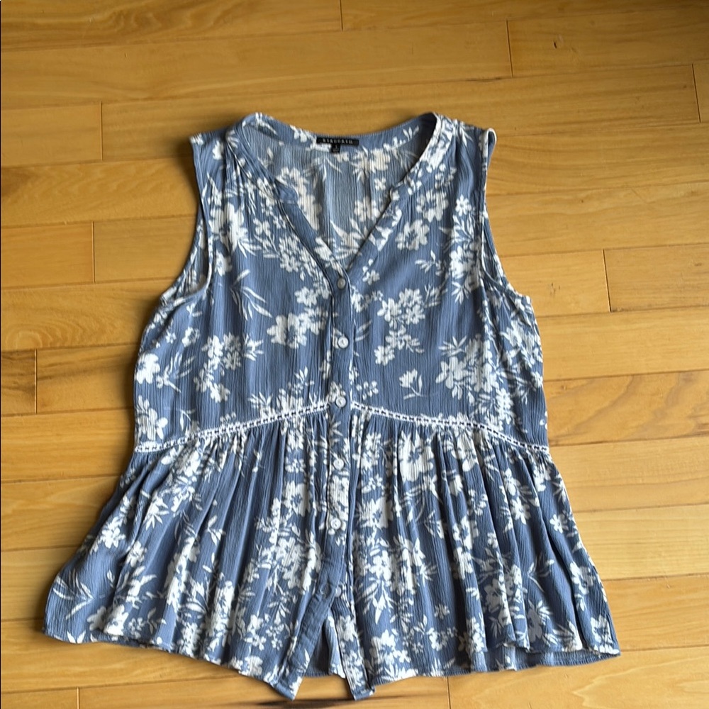 Staccato Blue Floral Button-Down Blouse